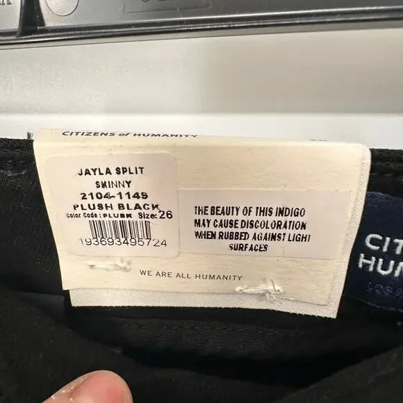 CITIZENS OF HUMANITY NWT Jayla Split Skinny in Plush Black // 26 - Picture 7 of 11